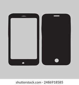 Two Smartphone icon silhouette vector with white background Illustration Graphics Design