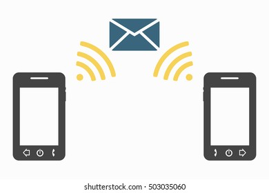 two smartphone sending message
