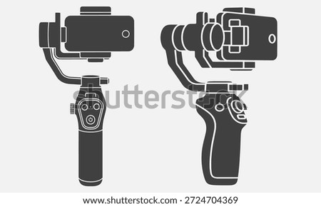 Two smartphone stabilizers with different handle designs and camera mounts.