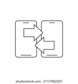 Dos smartphones con flechas que indican el intercambio y el uso compartido de datos.
