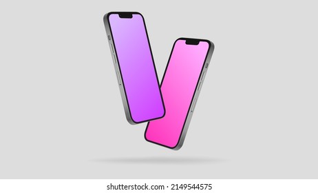 Two Smartphones in Diagonal Angle. Editable Mockup. Vector illustration