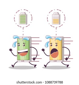 two smartphones friends comic character