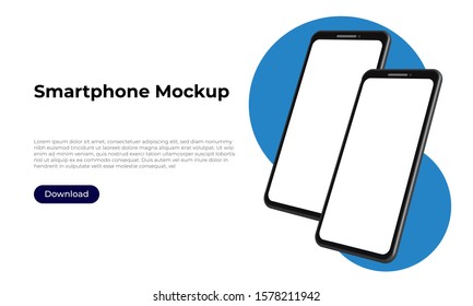 Two smartphones mockup templates for user interface, user experience presentation. Mobile app design concept for websites, landings. Vector eps 10.