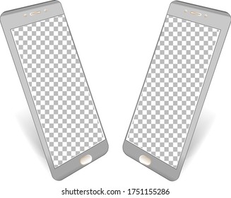 two smartphones rotated in one on one