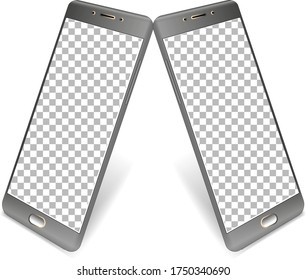 two smartphones with a transparent screen