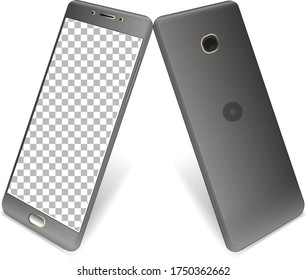 two smartphones view from two sides