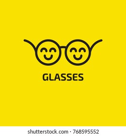 Two smiles in shape of glasses. Creative icon sunglasses shop. Vector illustration