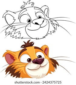 Two smiling animated cat