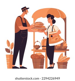 Two smiling chefs holding a food basket isolated