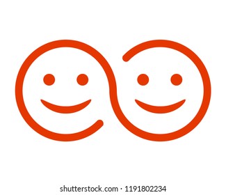 Two smiling faces icon - stock vector