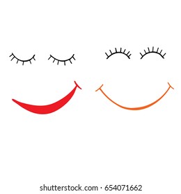 Two smiling faces. Vector illustration.