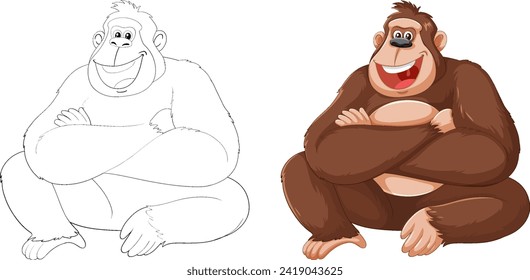 Two smiling gorillas in different color schemes.