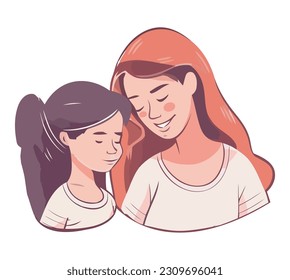 Two smiling sisters of family togetherness isolated
