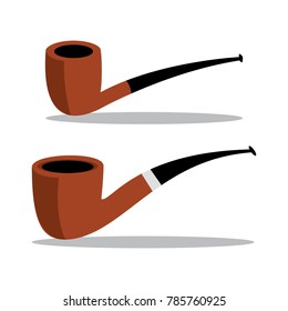 Two smoking pipes. Separate vector illustration on white background.