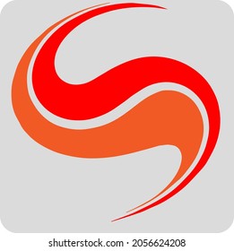 Two smooth lines: orange and red. Maybe a logo. Waves, or tongues of fire
