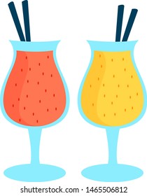 Two smoothies, illustration, vector on white background.
