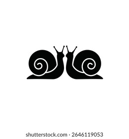 Two snails facing each other simple design.