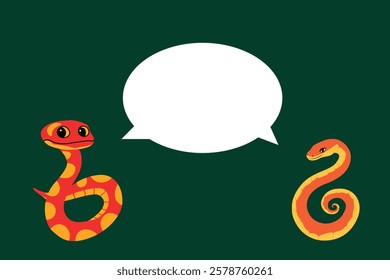Two Snakes Communicating with a Speech Bubble