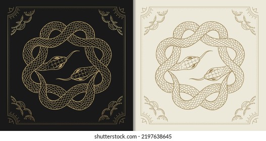Dos serpientes se envuelven unas a otras para formar un círculo o una estrella