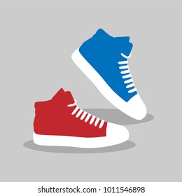 two sneakers on a blue background