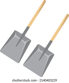 Two snow shovels, illustration, vector on a white background.