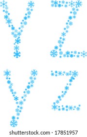 Two snowflake letters. Vector illustration.