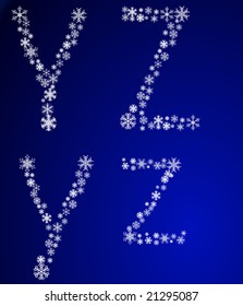 Two snowflake letters. Vector illustration.