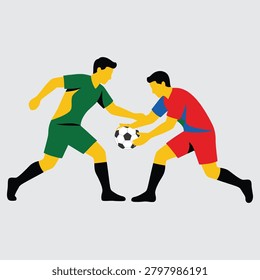 Two Soccer Players Fighting For Ball