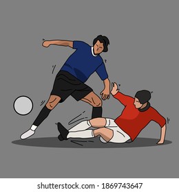 dos futbolistas peleando por el balón. ilustración vectorial, eps.