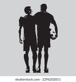 two soccer players men in silhouette 