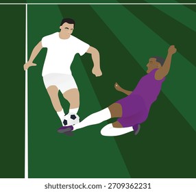 Dos jugadores de fútbol. Ilustración vectorial	
