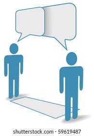 Two social media people chat across communication distance copy space.