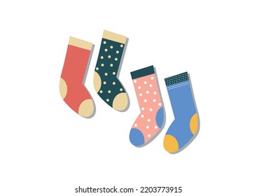 Two socks with decorations in retro style vector illustration