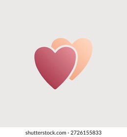 Two soft overlapping hearts on a light gray background with warm gradients for a gentle romantic motif