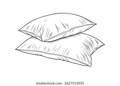 Two Soft Pillows Stacked in Simple Line Art