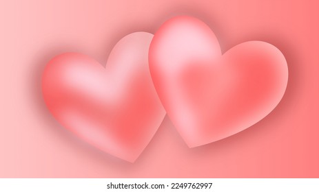 Two soft pink blurred hearts on a pink gradient background. Place for text.
