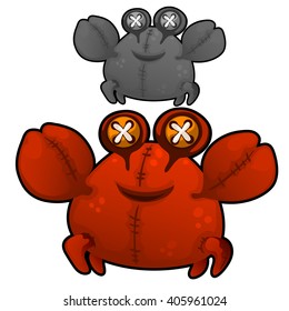 Two soft toys in the form of crab on a white background. Vector illustration.
