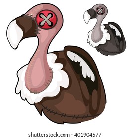 Two soft toys in the form of vulture on a white background. Vector illustration.