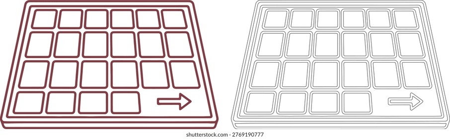 Two solar panel one maroon one black outline energy