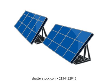 Two solar panels colored doodle vector illustration. Isolated on white background