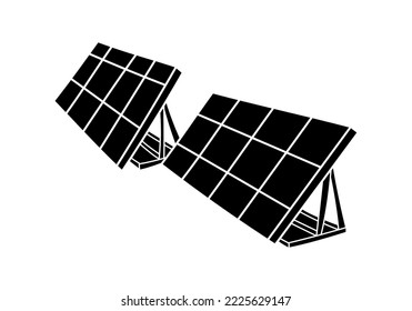 Two solar panels silhouette vector illustration. Isolated on white background