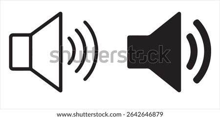 Two sound volume icons one outlined and one filled in black