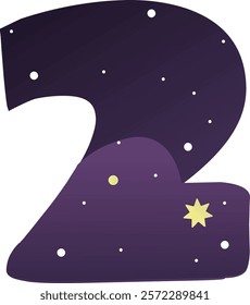 Two Space Digit Vector Illustration