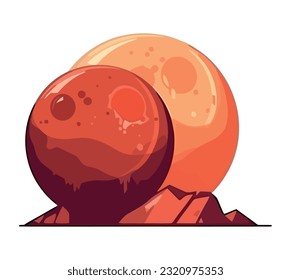 two space outer orange planets icon isolated