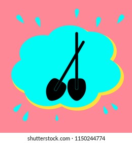 Two spades. Black icon in a bubble on a pink background. Vector