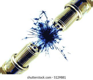 Two Spark plugs together and making sparks