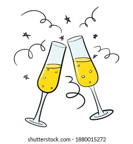 Two sparkling glasses of champagne