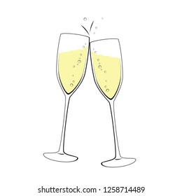 Two sparkling glasses isolated on a white background