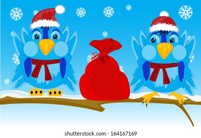 Two sparrows on branch