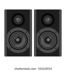 Two speakers. Acoustic system. Vector illustration. 